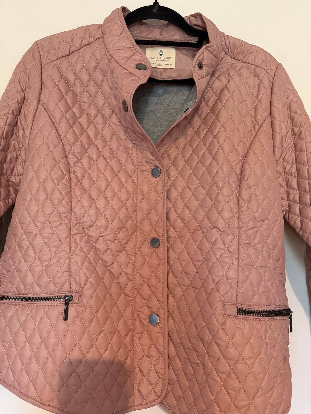 Jade & Ivory Women's Pink Quilted Lightweight Jacket Snap Front L